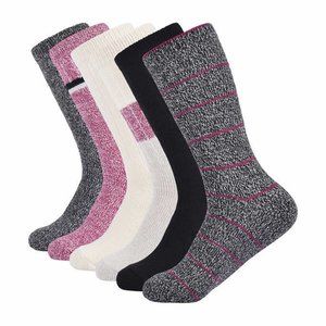 NWT 6 Pair Lucky Brand Ladies' Soft Boot Sock Red, Grey, Black, Purple, White